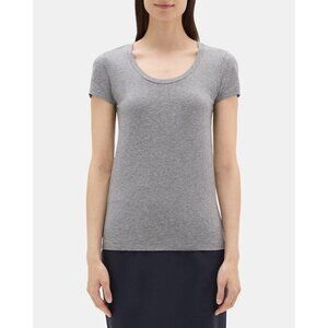 Theory Women Short-Sleeve Tee In Stretch Cotton Grey Size Medium